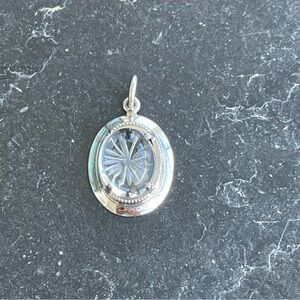 Sterling Silver 925 Oval Pendant with Clear Gem